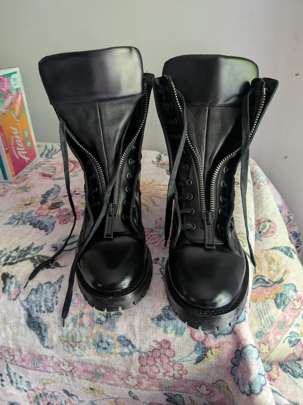 DSQUARED2 Black Leather Army Combat Boots EU43 Stiefel Made In Italy
